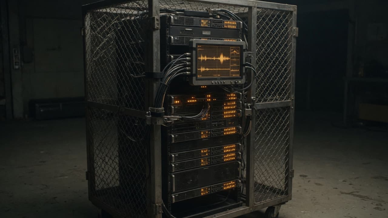 Private model-serving rack in an equipment cage.