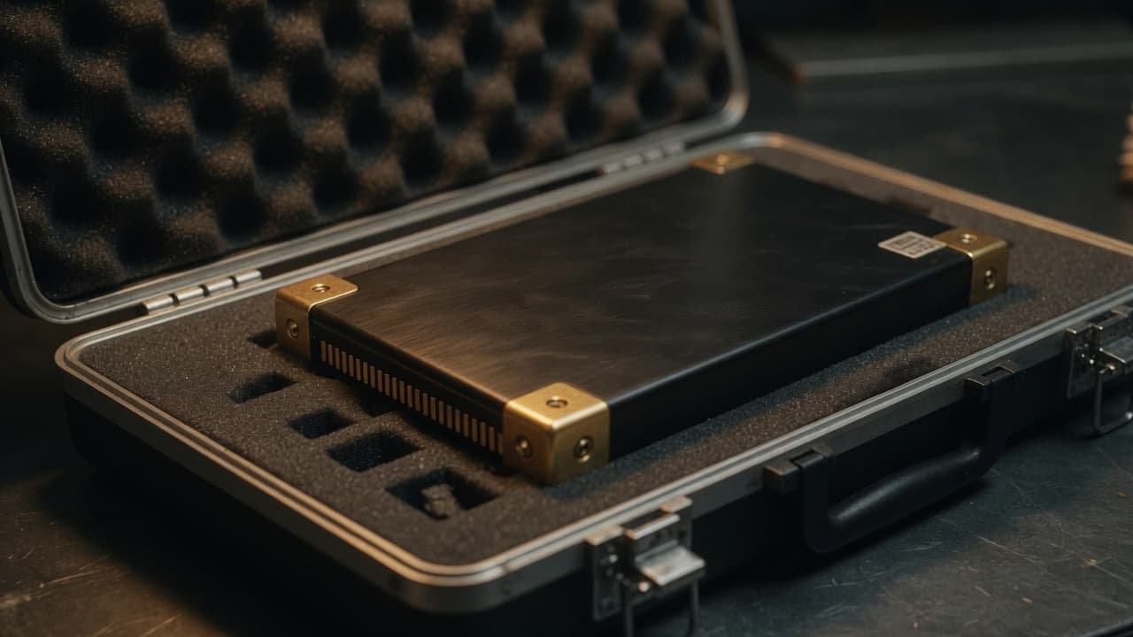 Knolo Knowledge Image cartridge in an open foam-lined instrument case.